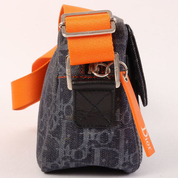 DIOR Flightline Denim Trotter Pattern Shoulder Bag Indigo/Orange - Picture 2 of 12
